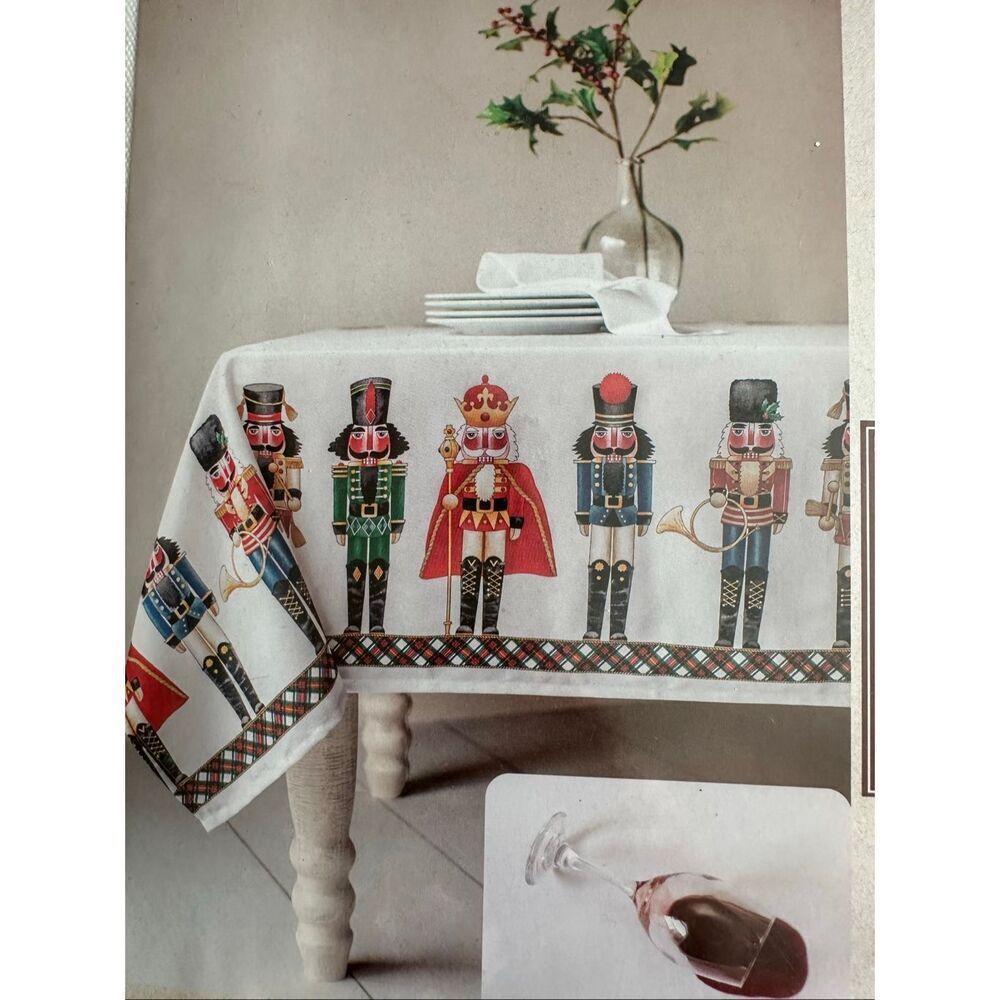 Holiday Nutcrackers - easy care spillproof tablecloth 60"x120" - Oblong style Ch